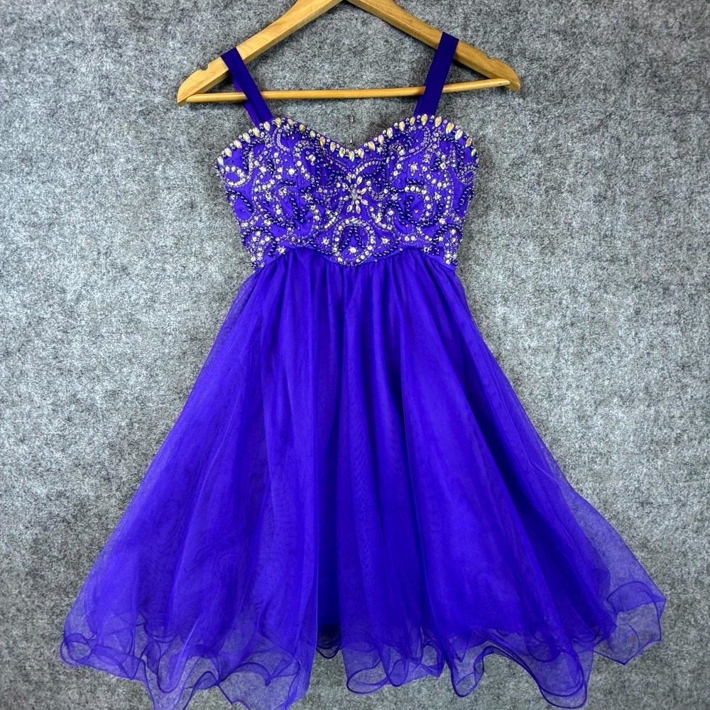 Blondie Nites By Stacy Sklar Dress Womens 1 Purple Prom Hoco Rhinestones Evening